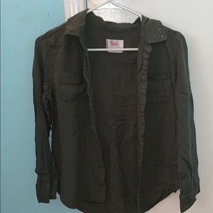 Justice Army Green Button-Up top